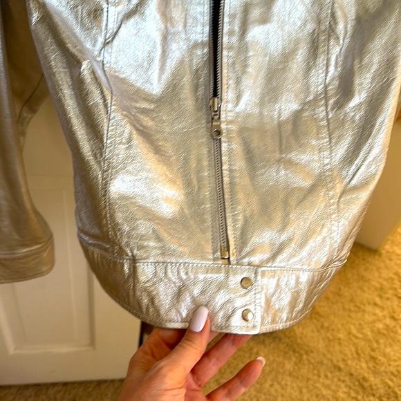 Silver, 100% leather jacket coat size 6 brand new - Picture 6 of 11